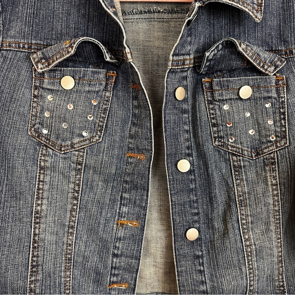 Vintage Cache Denim Jacket Rhinestone Size 10 Dark Wash - Picture 3 of 4